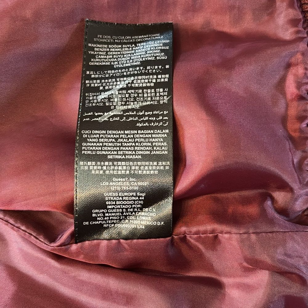 GUESS Burgundy Moto Jacket size Large - Picture 8 of 8